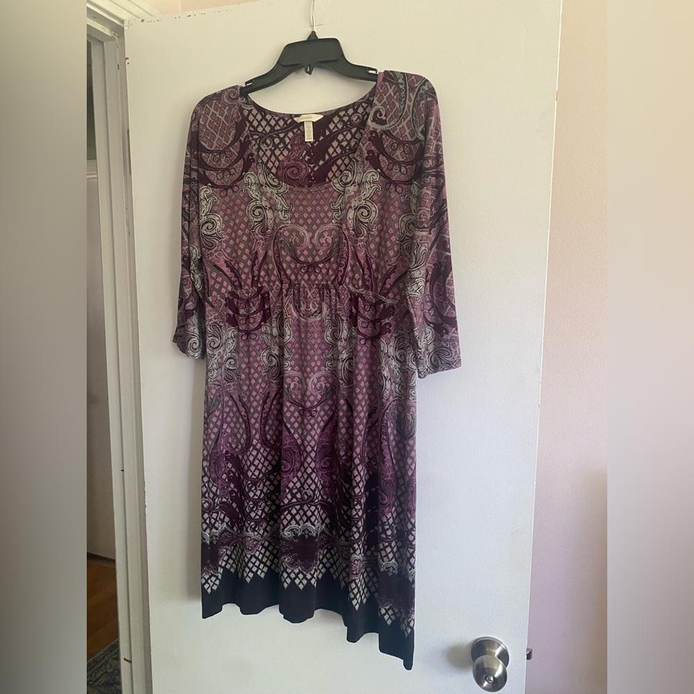 Soma Black and Purple Scoop Neck Dress- Size M